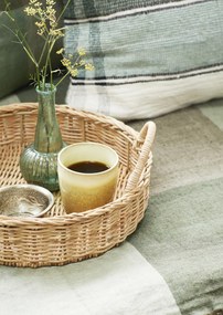Set 3 tăvi rotunde din rattan împletit manual, D31–40 cm, „Raya"