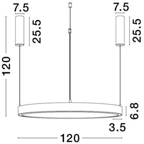 Sistem circular sina magnetica cu iluminat in partea superioara Breda 120cm