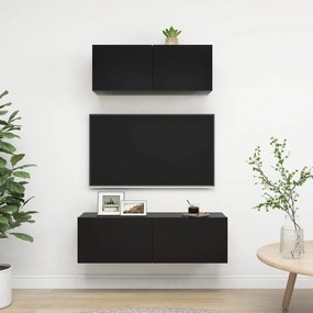 vidaXL Set dulapuri TV, 2 piese, negru, lemn prelucrat