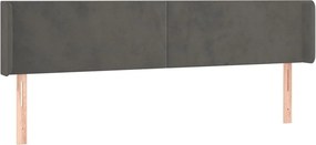 vidaXL Tăblie de pat cu aripioare gri închis 183x16x78/88 cm catifea