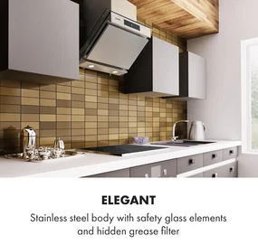 Balzac Silent 60, hotă, 250 W, 3 niveluri de putere, 604 m³ / h, LED, EEK A