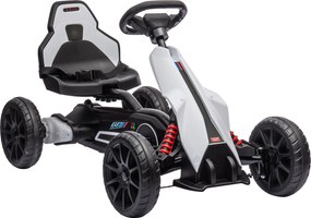 HOMCOM Go-Kart Electric Pentru Copii 3-8 Ani, 3-5 Km/h, Alb | Aosom Romania
