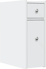 vidaXL Dulap de baie îngust cu roți, alb, lemn prelucrat