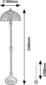 Brilagi - Lampadar Tiffany cu vitralii GARLAN 2xE27/60W/230V
