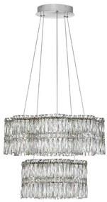 Lustra suspendata LED crom, cristale sticla NUVIA 60cm