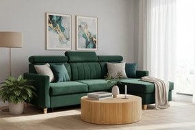 Colțar cu funcție de dormit Vario universal - verde catifea Bluvel 78