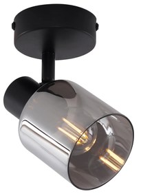Plafonieră modernă neagră cu sticlă fumuriu rotundă - Cilin