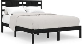 vidaXL Cadru de pat, negru, 140x190 cm, lemn masiv de pin