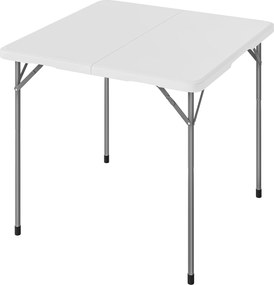 Outsunny Masă pliantă din HDPE, masă de camping pliantă pătrată 86 x 86 x 74 cm, cu mâner, înălțime reglabilă, alb | Aosom Romania