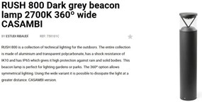 Stalp LED iluminat exterior simetric 360º wide IP65 RUSH 80cm 2700K CASAMBI