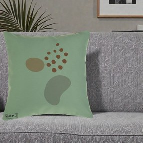 Perna Decorativa Abstract Forme Organice Pastel, 40x40 cm, Verde, Husa Detasabila, Perna Inclusa, BEKZ®