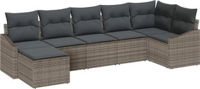 vidaXL Set de canapea cu pernă 7 pcs Gri poliratan