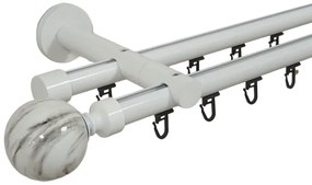 Galerie dubla Ball teava profil alb 19mm/19mm (Alege marime: 140 cm)