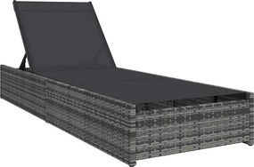 vidaXL Șezlong Gri 200.5 x 70 x 75 cm poliratan