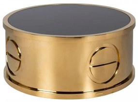 Masuta de cafea rotunda din sticla si metal Honey 100x100x43 cm negru/auriu
