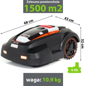 Resigilat: Robot de tuns iarba NAC RLM1500G2-NG, 1500M2, 28V, Li-Ion 4.0Ah, Negru/portocaliu