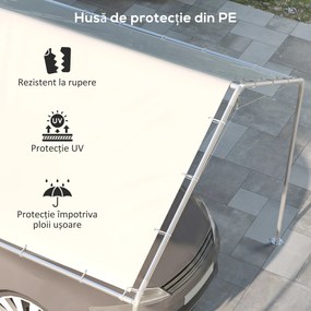 Outsunny Acoperiș pentru Carport 10 x 20 ft, Prelată de Schimb Rezistentă la UV cu Corzi Elastice, Albă | Aosom Romania
