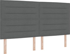 vidaXL Tăblie LED cu benzi LED cu headboard Gri închis 180 cm țesătură