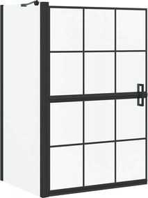 vidaXL Ecran de baie pentru duș Negru și transparent 116 x 68 x 128 cm