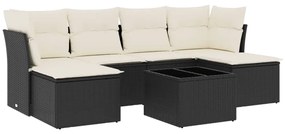 3249855 vidaXL Set canapele de grădină cu perne, 7 piese, negru, poliratan