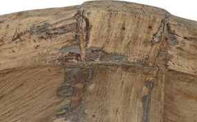 Măsuță de cafea rotundă din lemn masiv sculptat manual, natur, cu blat tip tavă, finisaj natural, 26 x 65 cm, „Bravura” – Ethnic Collections