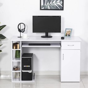 HomCom birou pentru PC, cu rafturi, 120x60x74 cm, alb | AOSOM RO