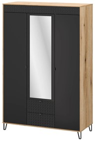 Dulap de haine Botones 2 (stejar evoke + negru) (cu oglindă). 1116775