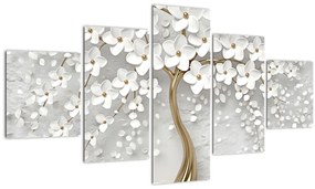 Tablou cu copac alb cu flori (125x70 cm), în 40 de alte dimensiuni noi