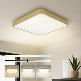 Brilagi-LED Plafonieră reglabilă POOL LED 36W, 230V, 3000-6000K, 40x40 cm, auriu + telecomandă