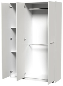 Dormitor Luiza 3U4P, culoare alb, cu pat standard 140 x 200 cm, dulap cu 3 usi si 2 noptiere