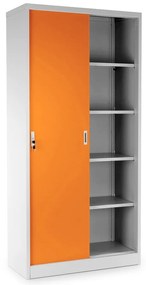 Dulap metalic universal cu uși glisante 90 x 40 x 185 cm, încuietoare cilindrică, portocaliu - ral 2004