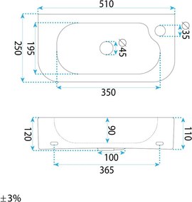 Lavoar pe blat   suspendat REA Odetta alb