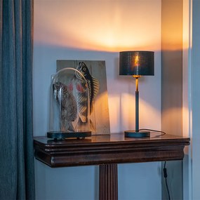 Lampa de masă modernă cu abajur din stofă negru cu auriu - VT 1