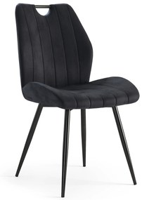 MAZZONI EXPORT ARNO Negru (țesătură Bluvel 19) - SCAUN TAPIȚAT MODERN PENTRU LIVING/SUFRAGERIE cu MÂNER | CATIFEA