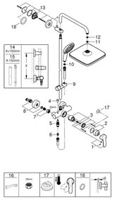 GROHE 26985001 - Sistem de duș VITALIO COMFORT 250, 250 × 250 mm, crom lucios