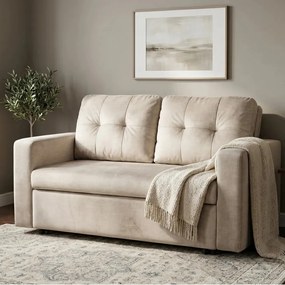 Canapea extensibila, catifea champagne beige, SMART 140cm