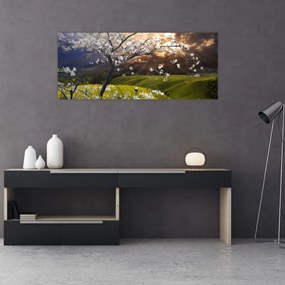 Tablou - Peisaj cu pomul înflorit (120x50 cm)