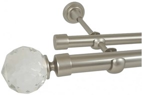 Galerie dubla - fara inele - Kula crystal 25/19 - CROM MAT (Alege marime: 160 cm)