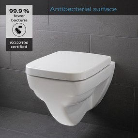Lamera, scaun de toaletă, în formă pătrată, pliabil automat, antibacterian, alb