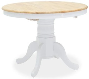 Masa Bucatarie/Dining Extensibila Lirma Din Lemn De Arbore De Cauciuc Finisaj  Alb-Stejar 100-138x75 Cm