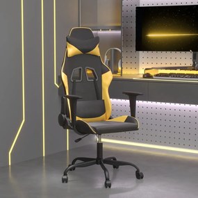 345401 vidaXL Scaun de gaming de masaj, negru și auriu, piele ecologică