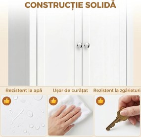 HOMCOM Dulap De Baie Slim Cu 2 Uși, Rafturi Reglabile, MDF, Metal, 60x30x170 cm, Alb | Aosom Romania