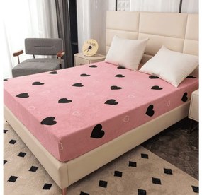 Cearsaf Cocolino microplus cu elastic CORAZON 180x200 cm roz