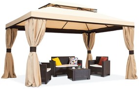 Pavilion de grădină crem cu perdele Valencia 4x4 m Garden Point