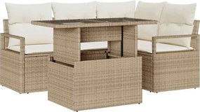 vidaXL Set de canapele pentru grădină 5 pcs Bej Rattan poli