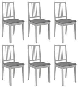 vidaXL Scaune de bucătărie cu perne, 6 buc., gri, lemn masiv