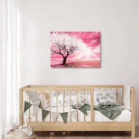 Tablou pe sticlă cu pomul roz (70x50 cm)