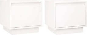 vidaXL Noptiere, 2 buc., alb, 35x34x32 cm, lemn masiv de pin