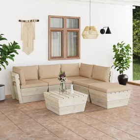 3063555 vidaXL Set mobilier grădină din paleți cu perne, 6 piese, lemn molid