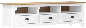 vidaXL Comodă TV Hill, alb, 158x40x47 cm, lemn masiv de pin